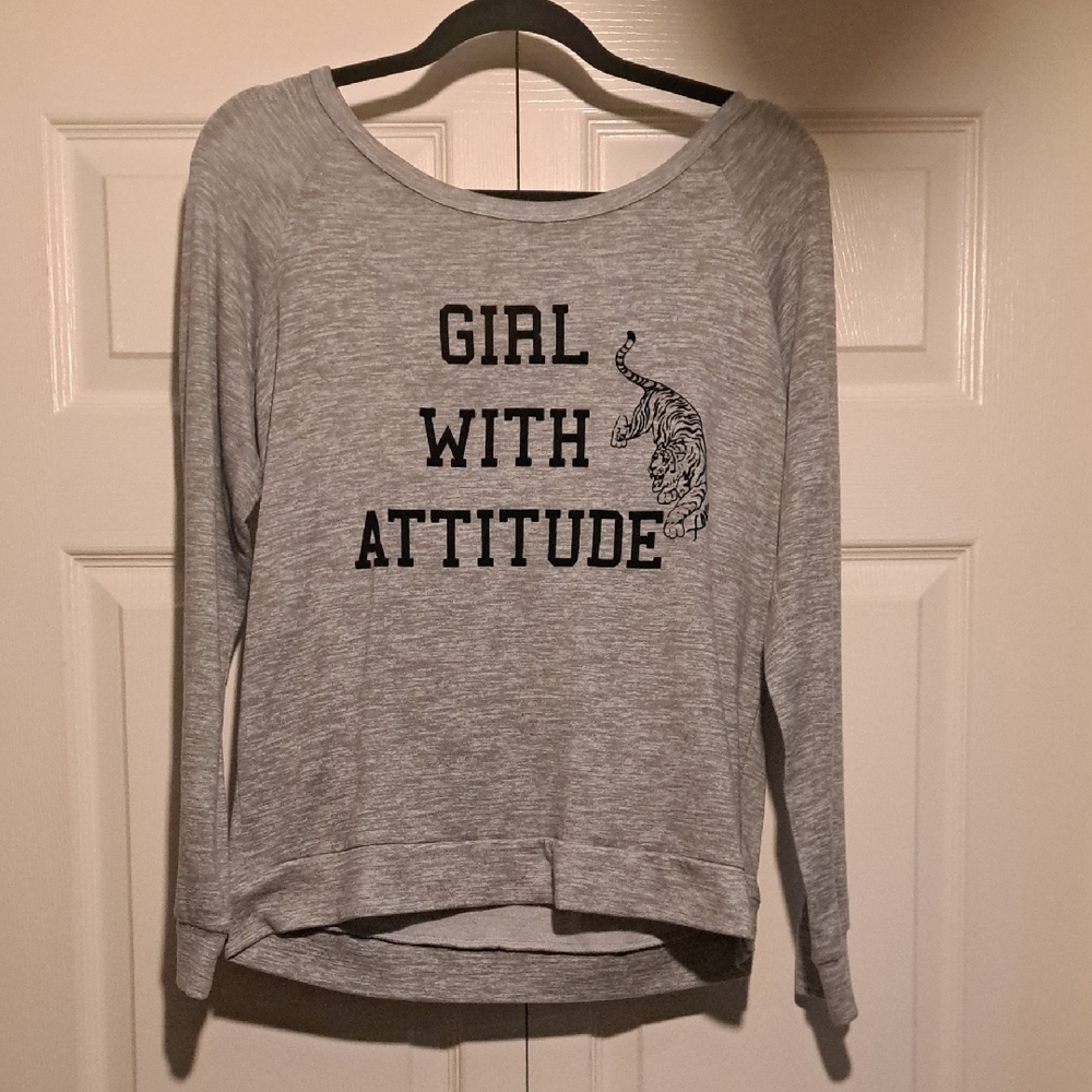 XOXO Gray Sweater with Black Print
